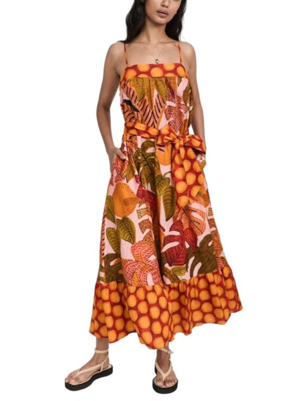 Farm Rio Summer Dream Ruffle Hem Maxi Dress